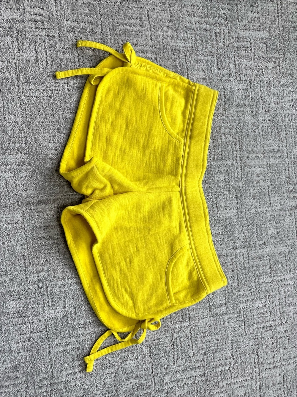 Powder Room Bright Yellow Drawstring Shorts Small Fleece Lined Cotton Blend Y2K - Picture 2 of 11